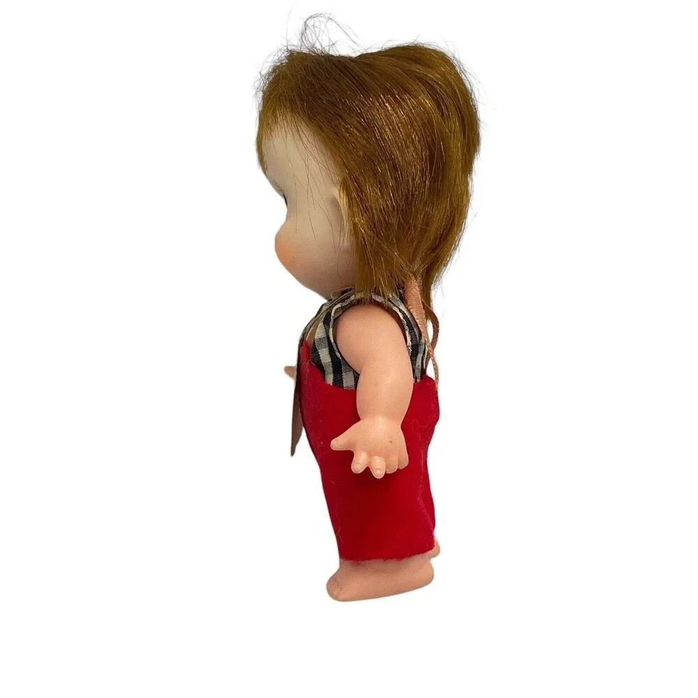 Vintage Forsum 6'' Big Eyes Redhead Freckles Rubber Doll Japan 1960s Boy Red Tag